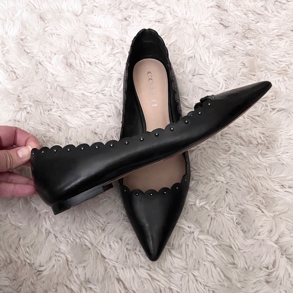 COACH Jill Studded Leather Ballet Pointy Flats 9 - Picture 5 of 8